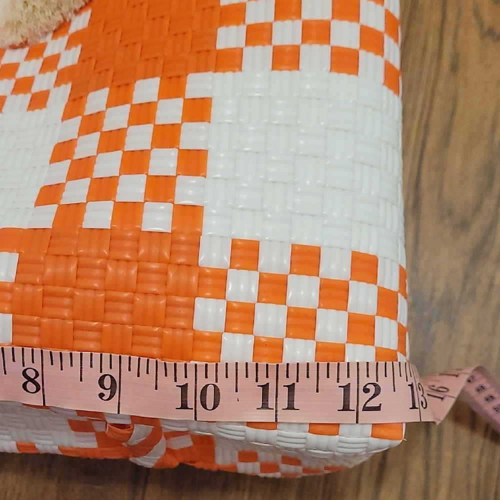 Orange and White Checkered Tote Bag - Picture 6 of 10